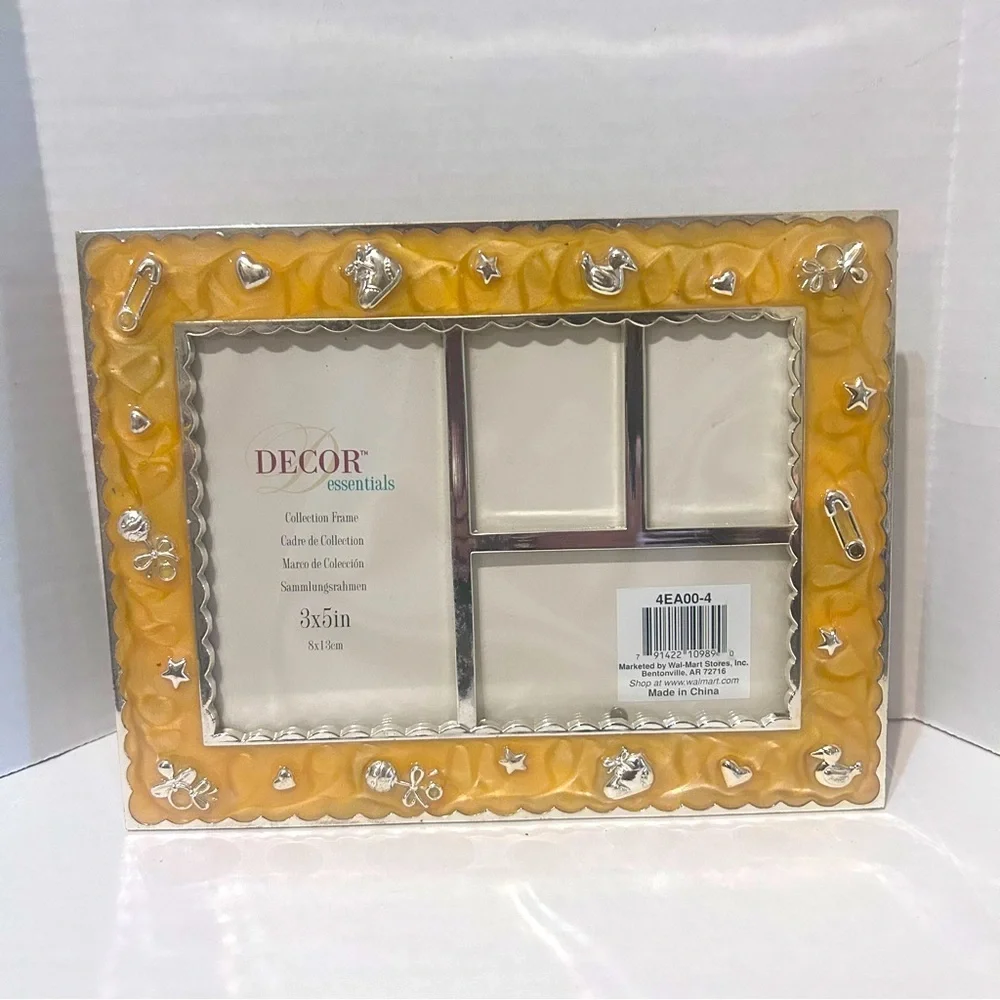 Decor Essentials Enamel Embossed Unisex Baby Picture Frame 4 Photos Nursery
